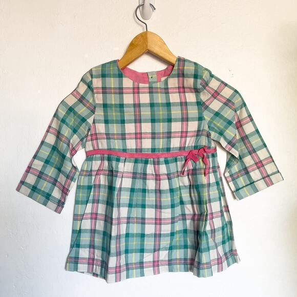 Mini Boden Other - Mini Boden Babydoll Dress Tunic Top Flannel Plaid 7-8y Aqua Green Blue Pink